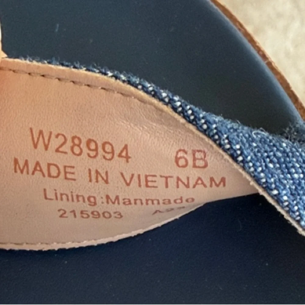 Cole Haan Navy Flatform Denim Wedge Original Grand Sandals Size 6B